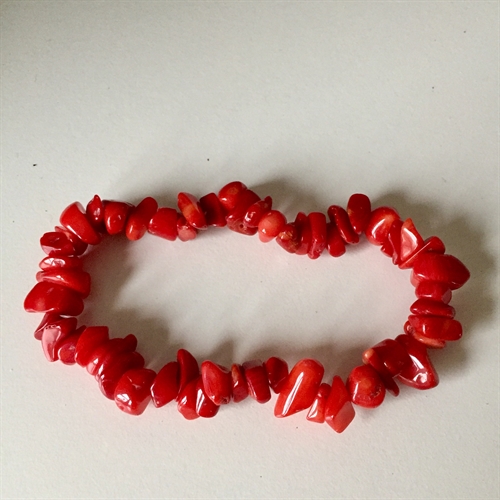 Koral Rød Armbånd Chips med elastik.